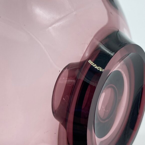 Vintage Viking Epic Amethyst Glass Candle Holder Dish Purple Abstract Form MCM - Picture 8 of 10